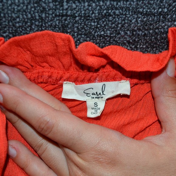 Boho Flowy Coral Top with Drawstring - Picture 6 of 6